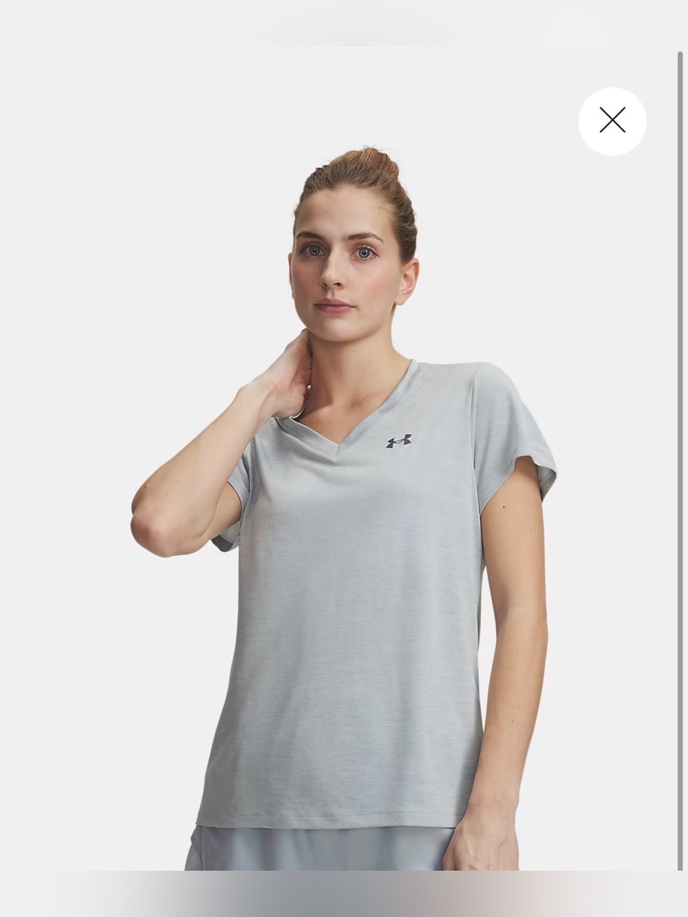 Under Armour Women's Light Gray V-Neck Loose Fit Short Sleeve Tee